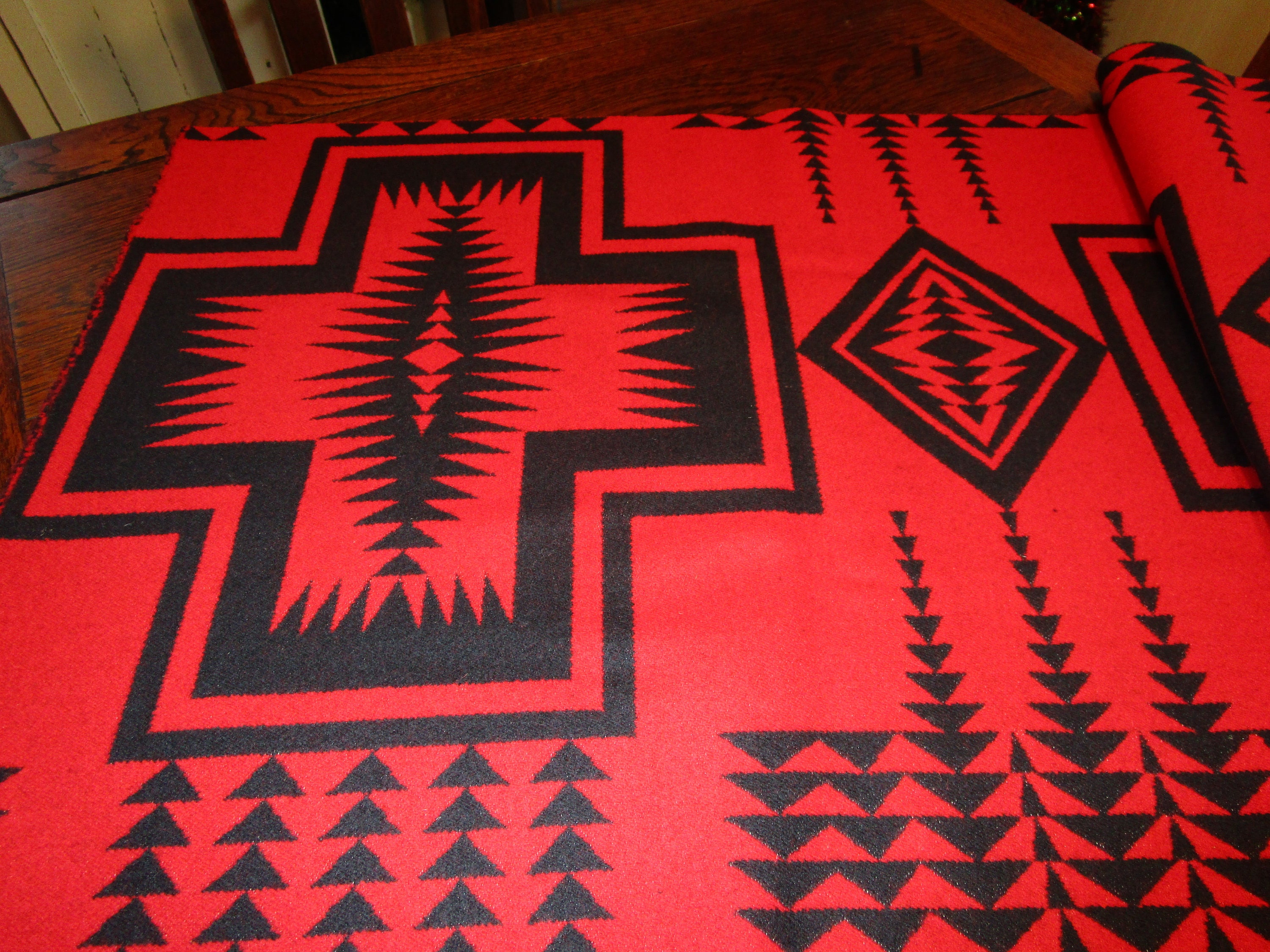 Pendleton Wool Indian Blanket REMNANT NEW Fabric 22" x 65" Bold Black