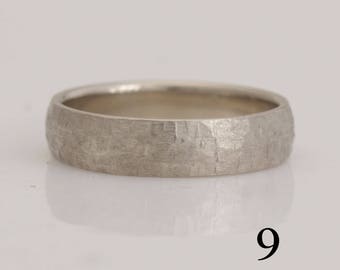 White gold wedding band, size 9 gold band, also custom sizes 8 thru 13, # 795.