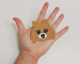 Your Pomeranian Handmade Portrait Patch. Textile Art.
