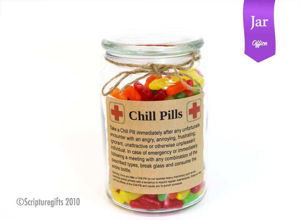 Funniest Chill Pill PROFESSIONALS Glass Apothecary Jar