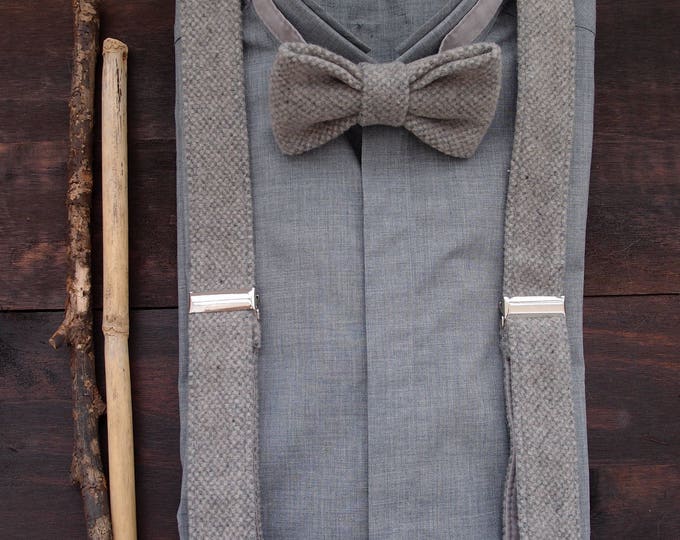 Groomsmen bow tie in grey, mens bowtie gift, mens accessories, grooms bow tie