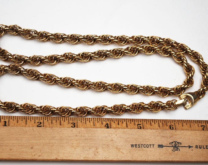 Vintage Chunky Gold Chain link -Twisted gold chain - Mid century 30 inches