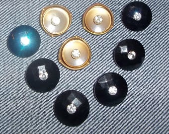 Group of 9 Vintage Rhinestone Buttons-Item# 604