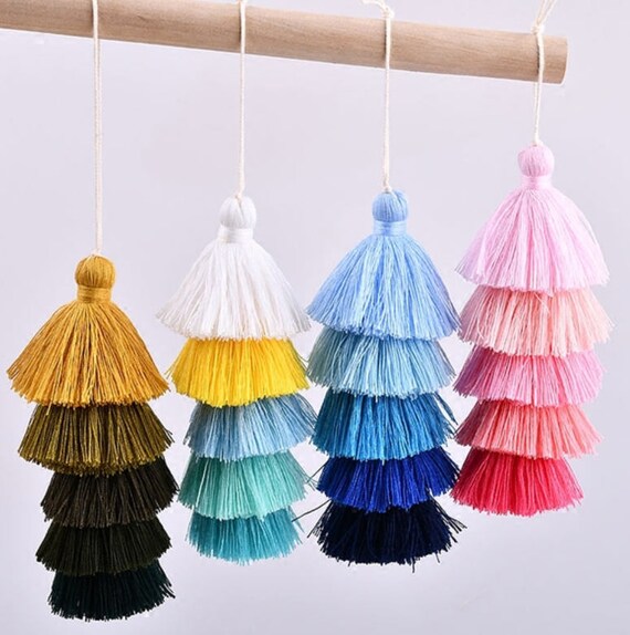 2 pcs Of Five Layers Tassels DIY Craft Supplies Jewelry tassels Chunky tassel Boho tassels Long