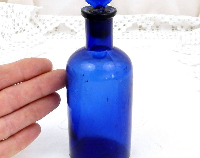 Antique Blue Glass Medicine Apothecary Bottle with Glass Stopper from France 125 ML, French Country Decor, Chemist Decor, Interior, Doctor Antique Blue Glass Medicine Apothecary Bottle with Glass Stopper from France 125 ML, French Country Decor, Chemist Decor, Interior, Doctor
