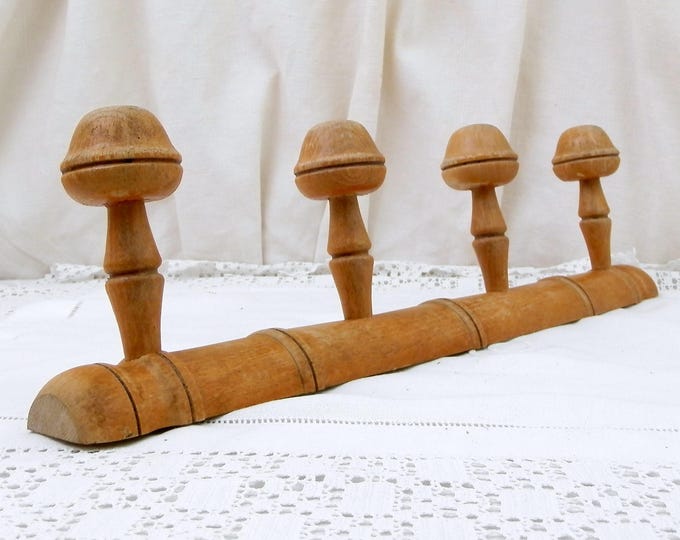 Antique French Traditional Wooden Faux Bamboo Hat Rack, Coat Rack / Hock, French Country Cottage Decor, Retro Rustic Home Entrance Interior