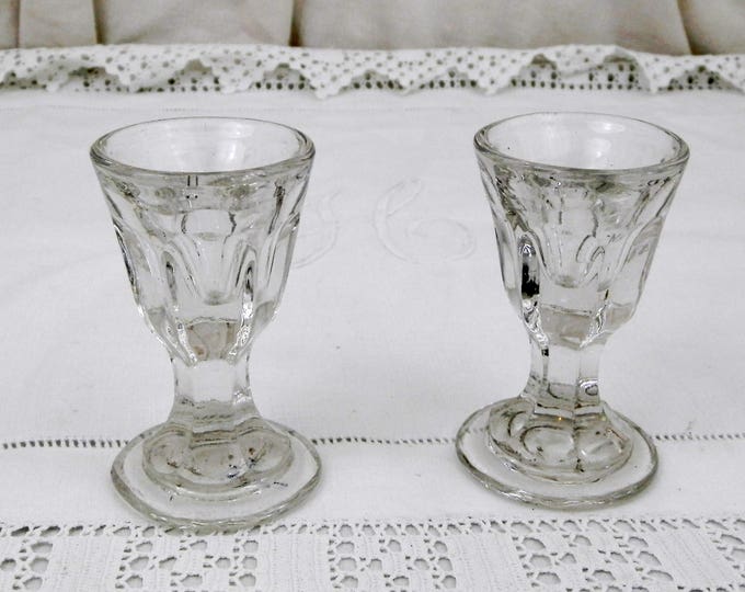 2 Antique French Deceptive Firing Glasses, French Shot Toasting Stem Glass from France, Bistro Man Cave Barware Decor, French Drinking