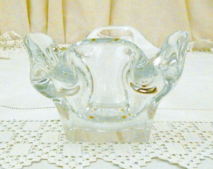 Large Vintage Crystal Glass Cigar / Cigarette Ashtray by Bayel Cristal France, Heavy Clear Glass French Ash Tray, Vintage Retro Home Decor