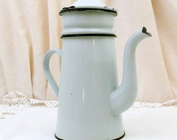 Vintage Mint Green Enamel French 3 Piece Coffee Pot with Goose Neck Spout, Enamelware Pour Over Cafetiere from France, Retro French Country Vintage Mint Green Enamel French 3 Piece Coffee Pot with Goose Neck Spout, Enamelware Pour Over Cafetiere from France, Retro French Country