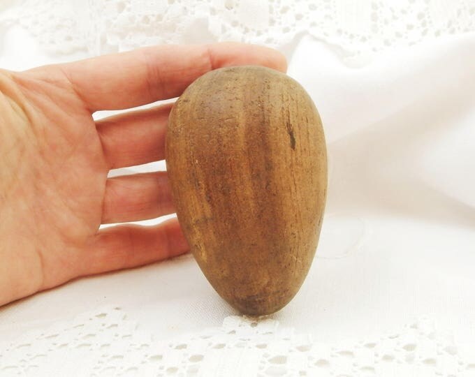 Antique Wooden Treen Darnning Egg From France, French Egg Shaped Mending Tool Made of Solid Wood. Vintage Craft Tools and Supplies, Home