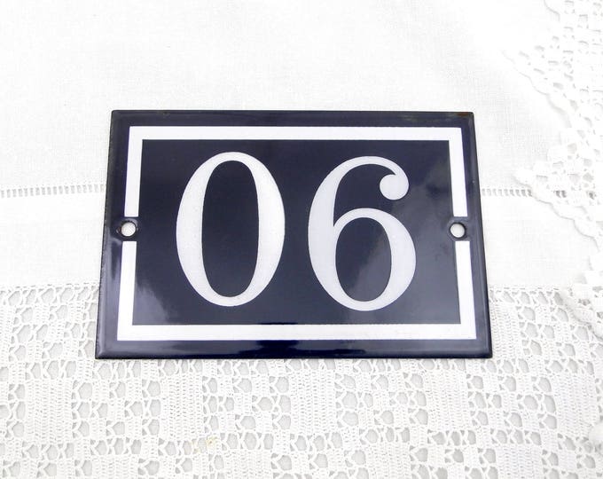 Blue and White Enamel Metal Number Plaque 90 / 06, Vintage French House Street Enameled Sign