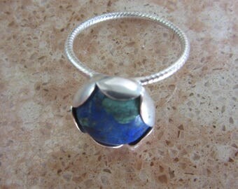 Silver Ring with Chrysocolla - Size 8 1/4