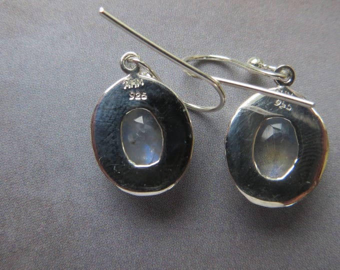 Sterling Moonstone Earrings, Vintage Bali Style, Pierced Earrings, Moonstone Jewelry