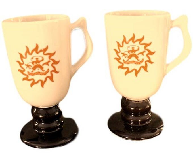 Vintage Hall Irish Coffee Mugs, Loew's Hotels, H. Friedman & Sons, Pedestal Tall Coffee Mug Set of 2