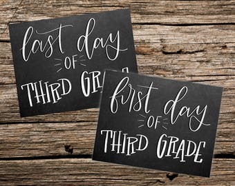First and Last day of Third Grade printable photo sign Chalkboard style - Instant Download