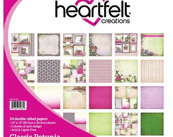 Classic Petunia Paper Collection 12 x 12 cardstock by Heartfelt Creations HCDP1-278
