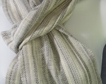 Monochrome - handwoven cotton and bamboo scarf