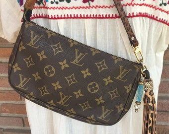 Authentic Louis Vuitton upcycled preloved Pochette with lots of sparkle! Ready to ship!