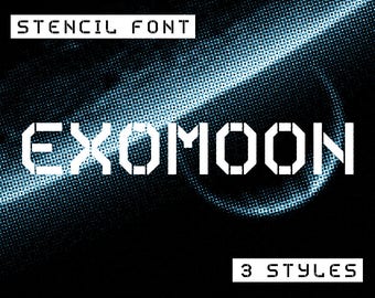 Exomoon stencil font - Digital download font - OTF downloadable font - Uppercase font - digital resources