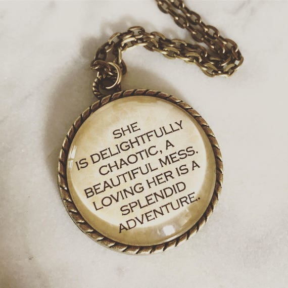 FREE SHIPPING - **NEW** She's Delightfully Chaotic A Beautiful Mess - Big 30mm Bronze Lace Necklace - Unique - Vintage - Gorgeous Gift