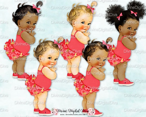 Ruffle Pants Pony Coral & Gold Vintage Baby Girl Afro Puffs