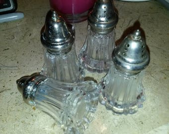 Glass salt and pepper shakers, vintage shakers