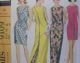 UNCUT Vintage 1960s McCall's 9109 WRAP-AROUNDER Dress in 3 lengths Pattern size 18 Bust 40