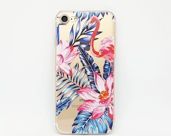 iPhone 8 case clear, iPhone 7 Case, Clear iPhone 6 Case, iPhone 6s Case, iPhone 6 Case, transparent case, iphone case rubber - Flamingo
