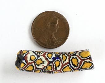 Antique Venetian Mustard facncy Elbow millefiori glass African trade bead