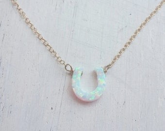 SALE Opal necklace silver,white opal necklace,Opal necklace Sterling Silver,Rose Gold Filled,Gold Filled,dainty necklace,horseshoe,gift for