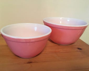 Vintage Pyrex Pink Mixing Bowls # 401 & #402