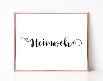 Heimweh Print, Modern Word Art Print, Wall Art, Printable Wall Art, Typography, Art Print, Instant Download, Home Decor