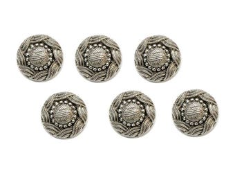 6 buttons 15 mm silver metal