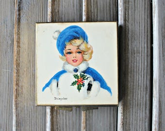 Vintage. Compact. mirror. Dimples. Too cute! 1960s.