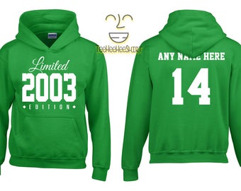 2003 Limited Edition Birthday Hoodie, Kids 14th Birthday Hoodie, Children's Birthday Hoodie, Gift for Child Birthday