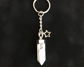 Crystal Pendant White Howlite Marble Keychain