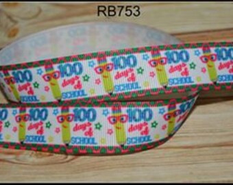 100 days of school, school ribbon, 5yds, 7/8 size, pencil ribbon, school hair bow supplies, hundred days of school