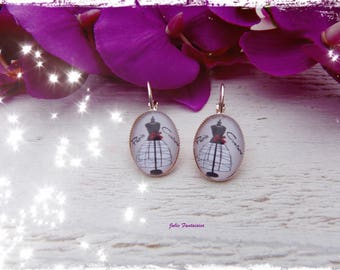 Earrings "couture Paris" - Oval Cabochon 15 x 20 mm