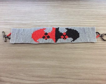 Batman Harley Quinn bat symbol beaded bracelet