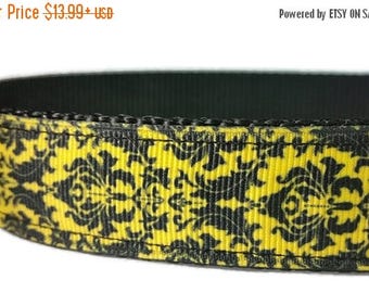 SALE Yellow Damask Nylon Dog Collar * 1" Width Only * Buckle Collar * Martingale Collar * Chain Martingale