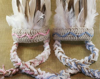 Newborn Photo Prop- Baby Indian Headdress- Newborn Photography- Twin Photo Props- Tribal- American Indian- Native American- Baby Costume