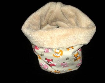 snood, neck, loop scarf, neck warmer fleece patterns foxes (one size 5/12 years)