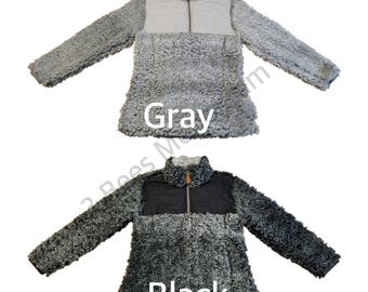 Monogrammed Kids Frosted Quarter-Zip Sherpa Pullover