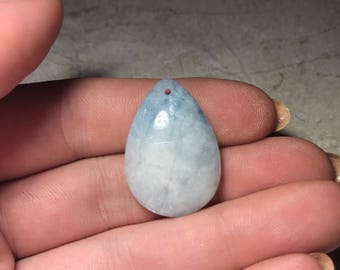 Natural aquamarine pendant,aquamarine cabochon,aquamarine gemstone pendant, aquamarine cab, drilled aquamarine cabochon