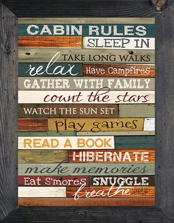Cabin Rules Sign Cabin Rules 21x27 Cabin Wall Decor Lodge
