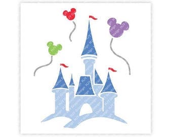 Disney, Castle, Cinderella, Balloons, Mickey, Minnie, Mouse, Head, Ears, Icon, Digital, Download, TShirt, Cut File, SVG, Iron on, Transfer