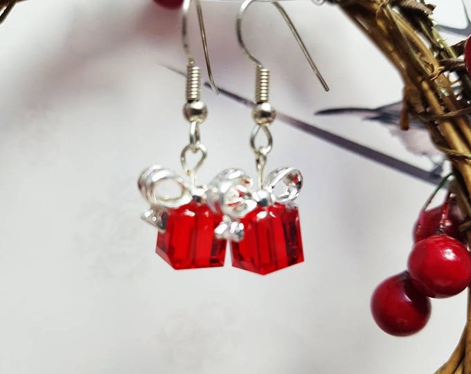 Xmas Gift Earrings ~ Dainty Crystal Gifts ~ 40th Anniversary Gift, Christmas Jewelry ~ July Birthstone, Wife Birthday Gift, Stocking Stuffer