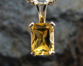 Genuine citrine pendant, citrine necklace, citrine pendant 8x6 mm, jewelry pendant with genuine citrine yellow sterling silver
