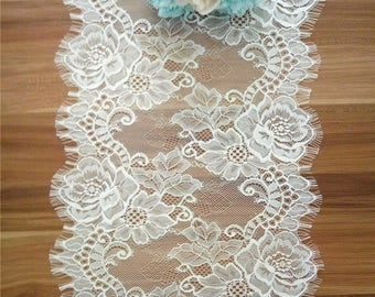 Ivory Lace table runner , lace table runner, 12 inches wide, Wedding Decor, Overlay, Tabletop Decor, Centerpiece, table runners for event