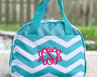 Monogrammed Lunchbox, Personalized Lunchbag, Insulated Tote, Gray Lunch box, Black Bag, Red Bag, Pink Bag, Teal Bag, Purple Bag, Work Bag